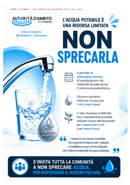 acqua potabile risorsa limitata: non sprecarla